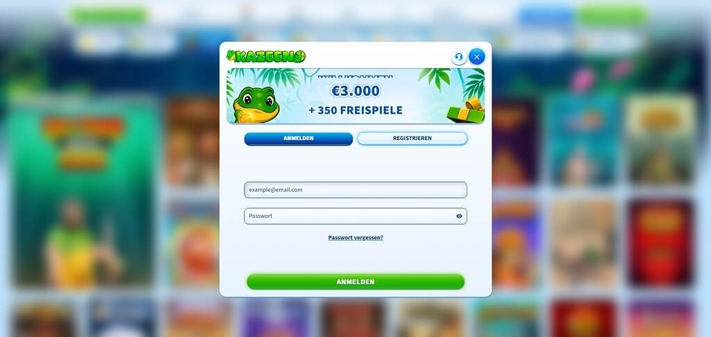 Kazeeno-Anmeldebildschirm