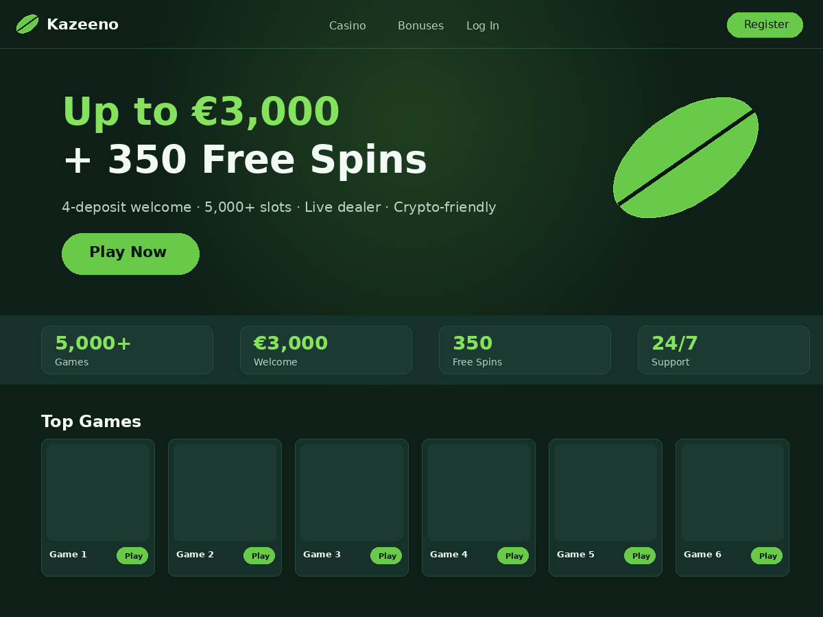 Kazeeno mobile casino lobby